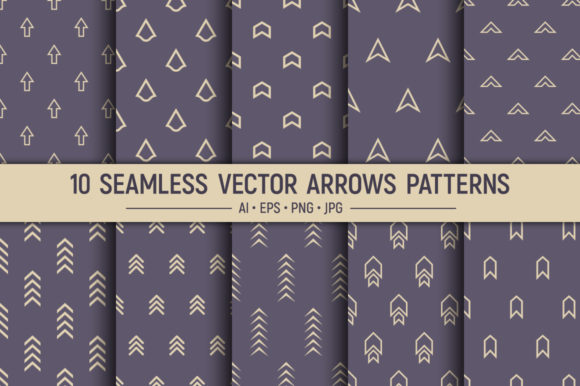 10 Seamless Geometric Arrows Vector Patterns