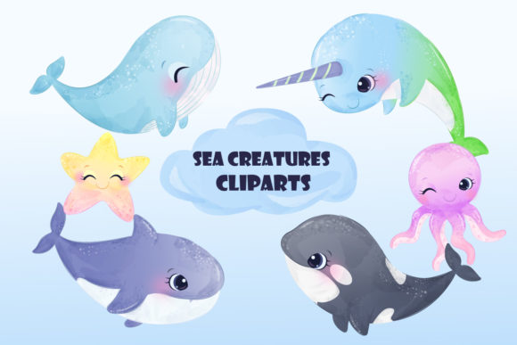 Adorable Sea Creatures Clipart Set for Creative Workflow Integration