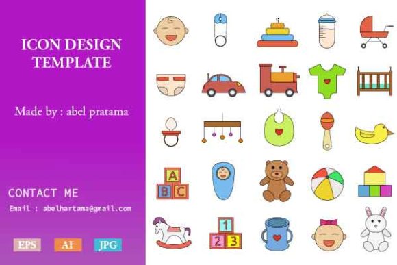 Baby Icon Set Filled Outline: A Versatile Vector Design for Digital and Print Projects