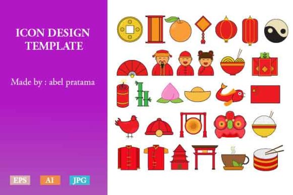Chinese New Year Icon Set Filled Outline: A Versatile Design Solution for Every Project