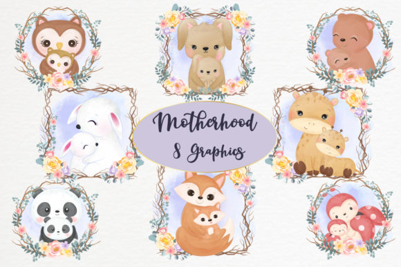 Cute Motherhood Clipart Set Graphic