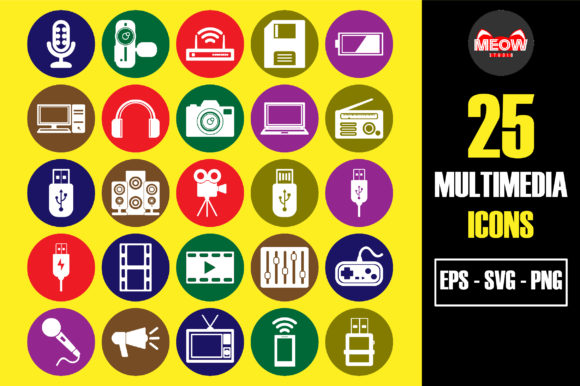 Explore the Versatility of Multimedia Icon Set Flat Style