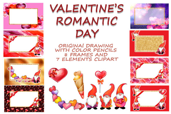 Frames Elves and Hearts for Romantic Day