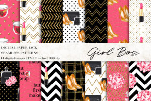 Girl Boss Digital Papers: Fashion, Makeup, and Seamless Patterns for Modern Creators