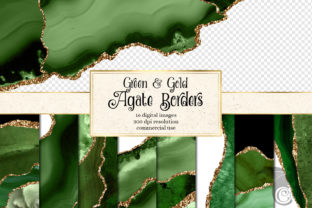Green and Gold Agate Borders: A Fusion of Nature and Digital Artistry
