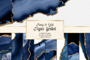 Navy and Gold Agate Borders