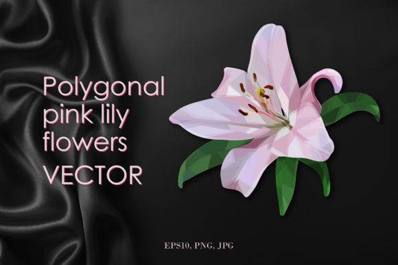 Pink Lily Flower in Polygonal Style: A Versatile Design Element for Creative Projects