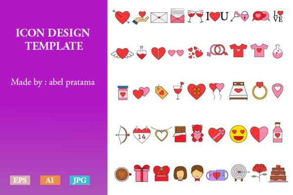 Valentine Icon Set: Filled Outline and Illustration Vector Design for Creative Projects