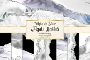 White and Silver Agate Borders: A Digital Art Resource for Creatives